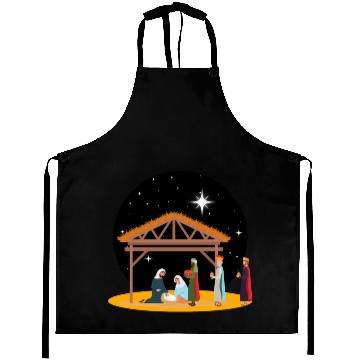 Discover Christmas Holiday Manger Nativity Scene Aprons