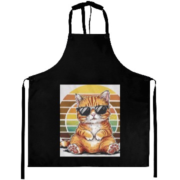 Discover Cool Orange Tabby Cat Sunglasses and Retro Sunset Aprons