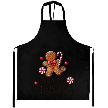 Discover Happy gingerbread man with candy cane Aprons