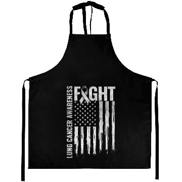 Discover Lung Cancer Awareness White Ribbon Fight USA Flag Aprons