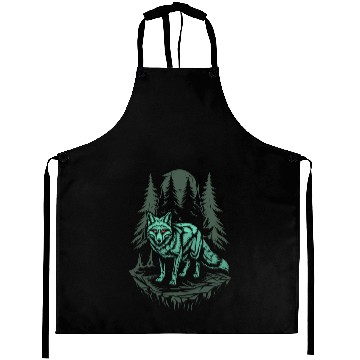 Discover Dark Cottagecore Wolf Under Moonlight Aprons