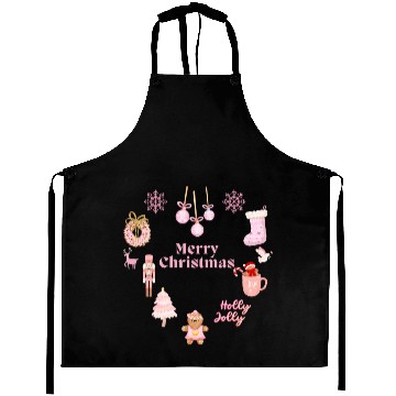 Discover Merry Chrismtas Cute Pink Snowflake Aprons