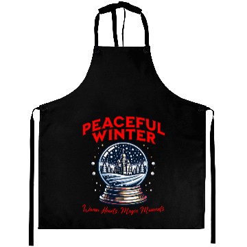 Discover Peaceful Winter - Snow Globe Serenity Aprons