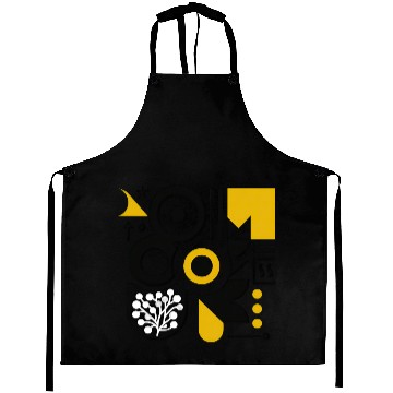 Discover Bold Black & White Geometric Pattern with Yellow Aprons