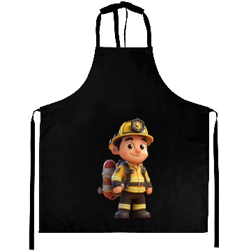 Discover Friendly Firefighter Cartoon Character Aprons