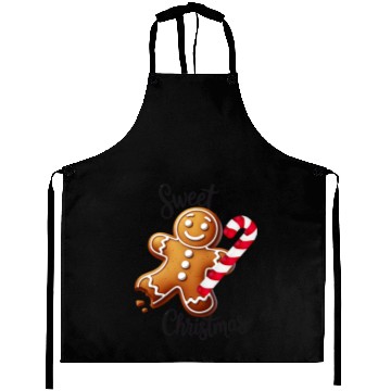 Discover Happy gingerbread man with candy cane Aprons