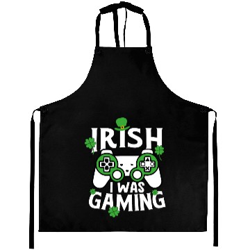 Discover Irish I was Gaming St Patricks day Shamrock Aprons