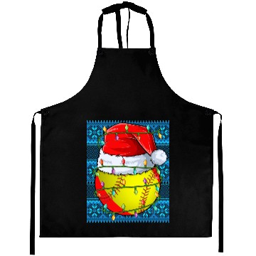 Discover Softball Christmas Lights Aprons