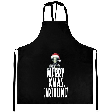 Discover Happy Xmas Earthling Alien Christmas Aprons