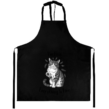 Discover Black Cat Says I'm Fine Everything Is Fine Aprons