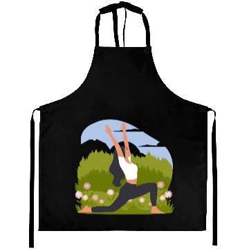 Discover Yoga Pose Woman With Flowers Aprons