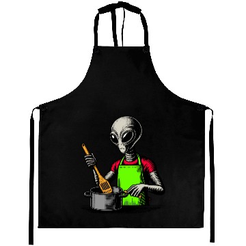 Discover Grey Alien Cook Aprons