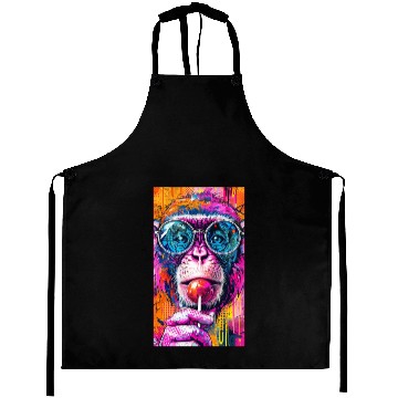 Discover Digital Art Monkey With Lollipop Graffiti Elements Aprons