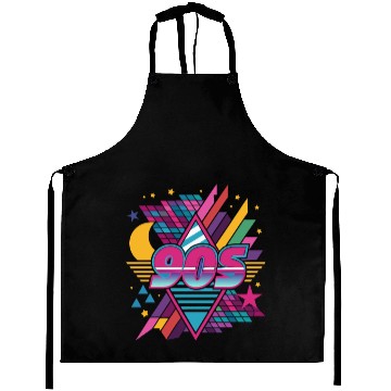 Discover Retro 90s Geometric Neon Design Aprons