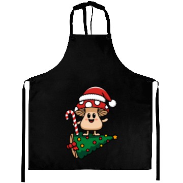 Discover Christmas Mushroom Wearing Santa Hat Aprons
