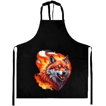 Discover Fiery Wolf with Bright Eyes Aprons