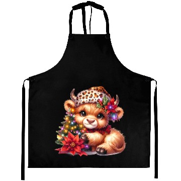 Discover Christmas Merry Christmas For Gift Highland Cow Aprons
