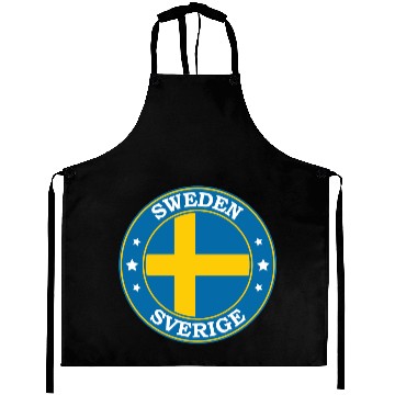 Discover Sweden Flag Round Circle Emblem Aprons