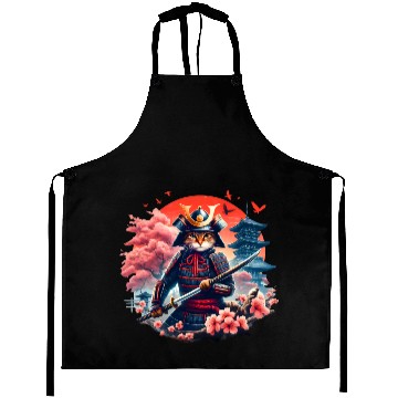 Discover Samurai Cat Graphic Warrior Vintage Japanese Anime Aprons