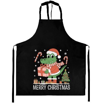 Discover Christmas Alligator - Cute Holiday Design Aprons