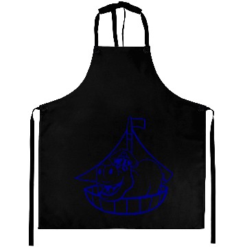 Discover Funny Hippo Old Captain Sails Cute Cartoon Comic Aprons
