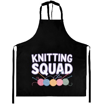 Discover Yarn and Needle Knitting Circle Creative Icon Aprons