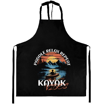 Discover Paddle Relax Repeat Kayak Fishing Vibes Design Aprons