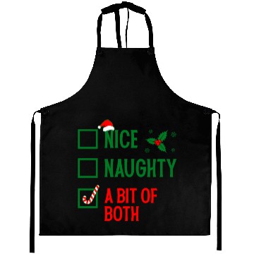 Discover Nice, Naughty, or Both Christmas Aprons