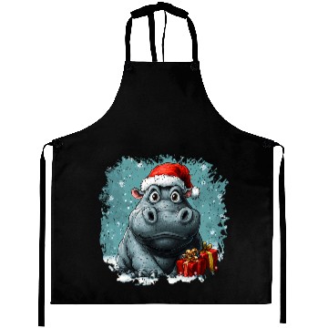 Discover Hippo Christmas Aprons