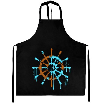 Discover Ship Steering Wheel Sailing Graffiti Spray Drops Aprons