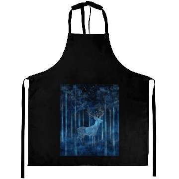 Discover Celestial Deer in the Indigo Forest Aprons