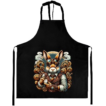 Discover Steampunk Rabbit with Gears and Goggles Aprons