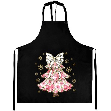Discover Preppy Pink Coquette Bow Xmas Tree Aprons