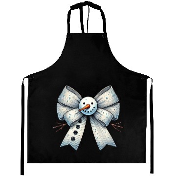 Discover Snowman Coquette Bow, Merry Christmas Aprons