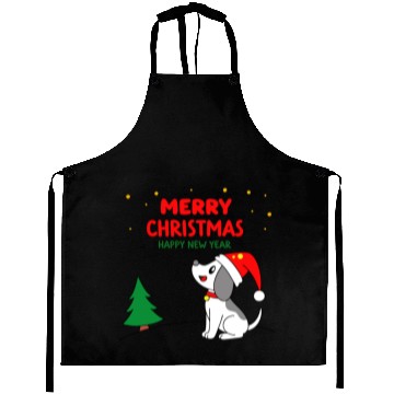 Discover dog5 merry christmas happy new year Aprons