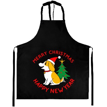 Discover dog11 merry christmas happy new year Aprons