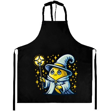 Discover Cute Wizard Lemon with Magic Wand Aprons
