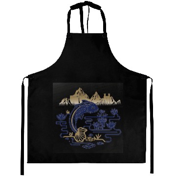 Discover fantasy carp-bird hybrid swimming in a lotus pond Aprons