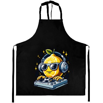 Discover DJ Lemon Groove with Headphones and Turntable Aprons