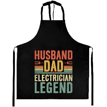 Discover Funny Husband Dad Electrician Legend Aprons