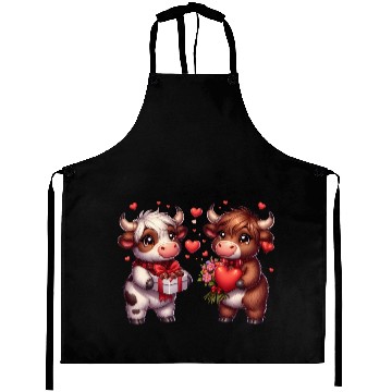 Discover Cute cartoon valentines highland cow Aprons