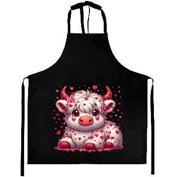 Discover Cute cartoon valentines highland cow Aprons