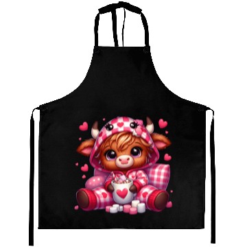 Discover Cute cartoon valentines highland cow Aprons