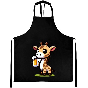 Discover Cute Giraffe Drinking Beer Aprons