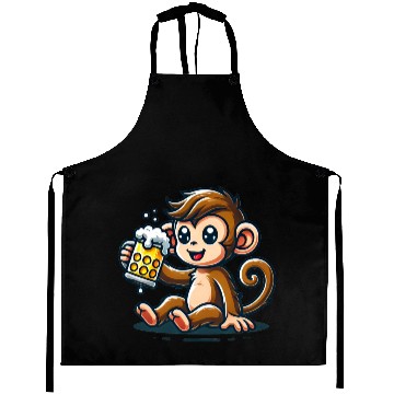 Discover Cute Monkey Drinking Beer Aprons