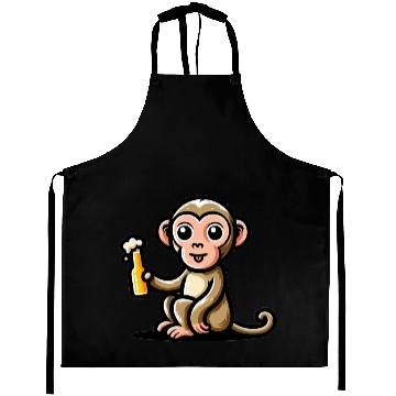 Discover Cute Monkey Drinking Beer 3 Aprons