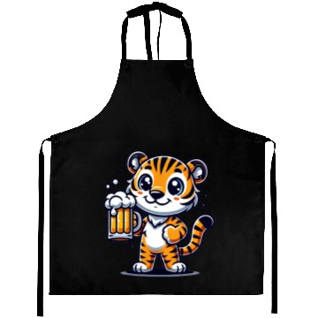 Discover Cute Tiger Drinking Beer Aprons