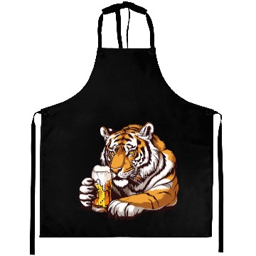 Discover Cute Tiger Drinking Beer 2 Aprons