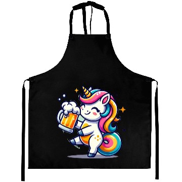 Discover Cute Unicorn Drinking Beer Aprons