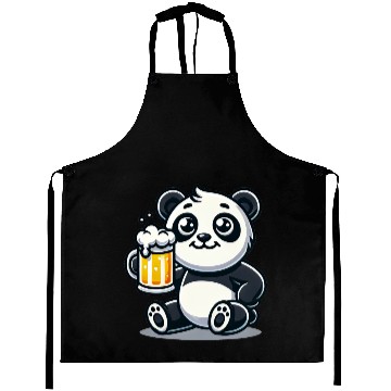 Discover Cute Panda Drinking Beer Aprons